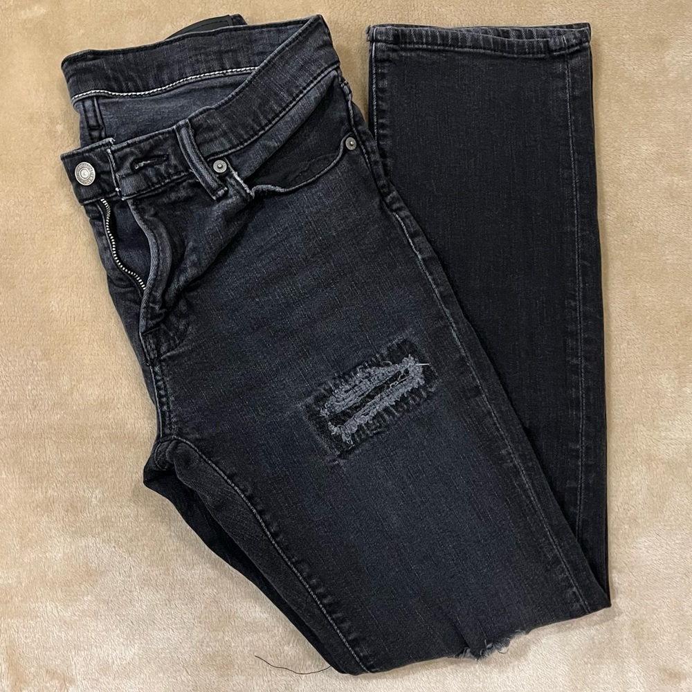 Abercrombie & Fitch Straight Faded Black Ripped Jeans 29x32